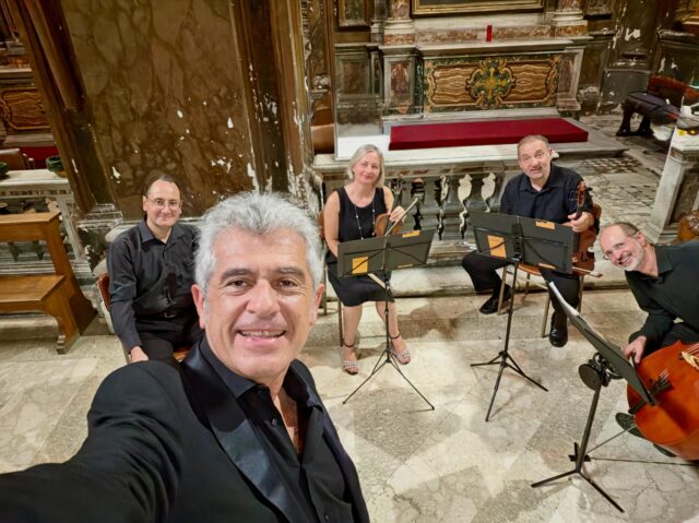 August 29th, 2026
Consonus Quartet and the very talented Tenor @delfopaone at Catriona & Brendan wedding day at San Silvestro in Capite Church and @donnacamillasavelli in Rome.
#weddingstringquartetinrome #weddingmusicbandinitaly #romeweddingmusic #thebestweddingstringquartetinrome #galadinnermusicinrome